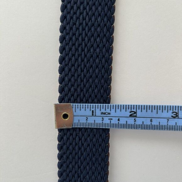 Cole Haan Reversible Belt Stretch Fabric Woven Mens Sz 42-44 XL Navy Blue Brown - Picture 8 of 10